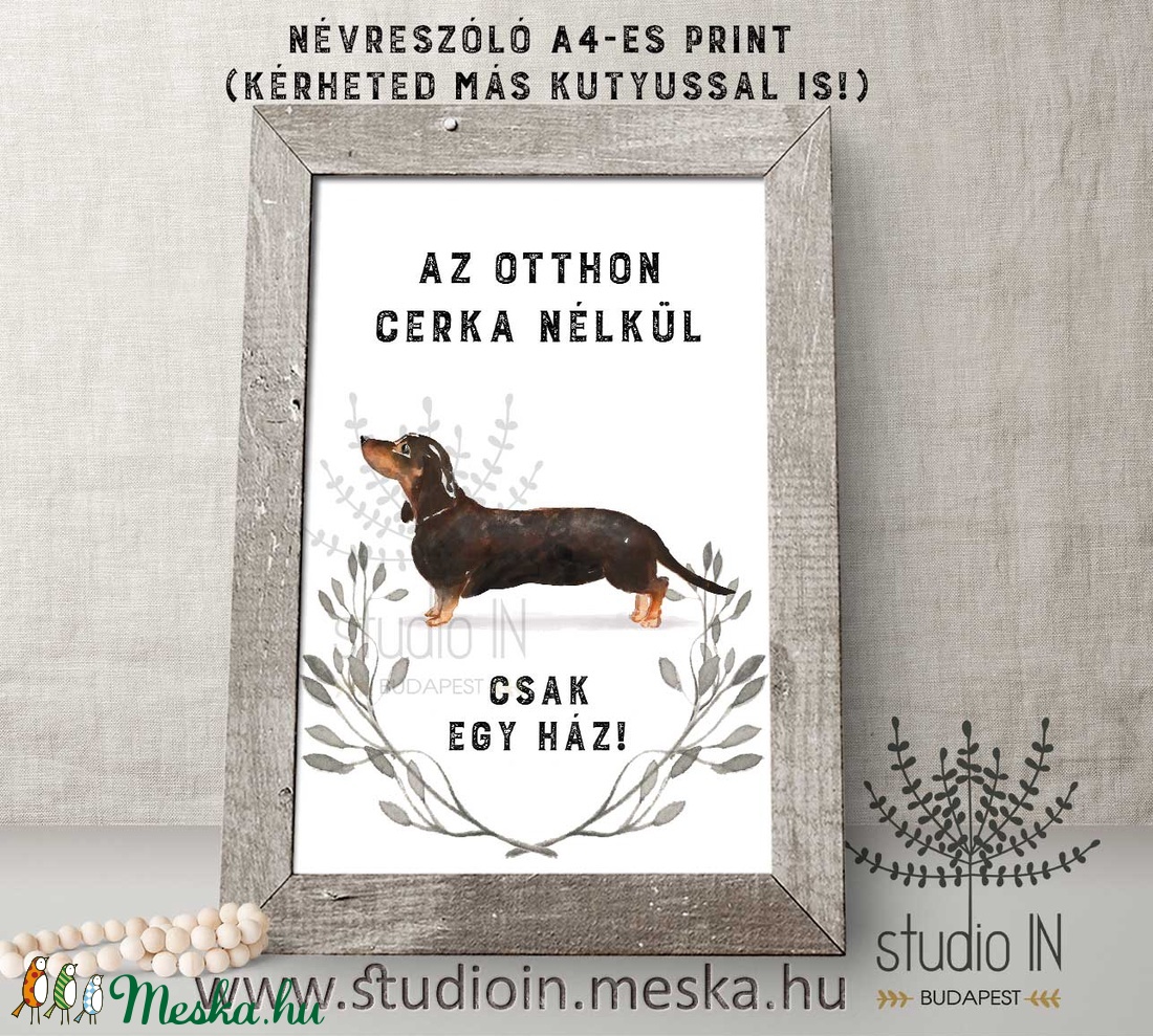 Személyre szóló, egyedi kutyás falikép, házi kedvenc falikép, kutyás dekoráció, névreszóló kutyus kép  -  - Meska.hu