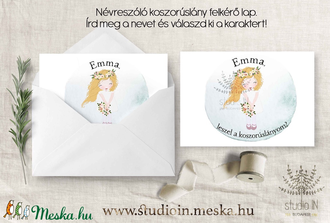 Koszorúslány felkérő lap - esküvő - meghívó & kártya - meghívó - Meska.hu