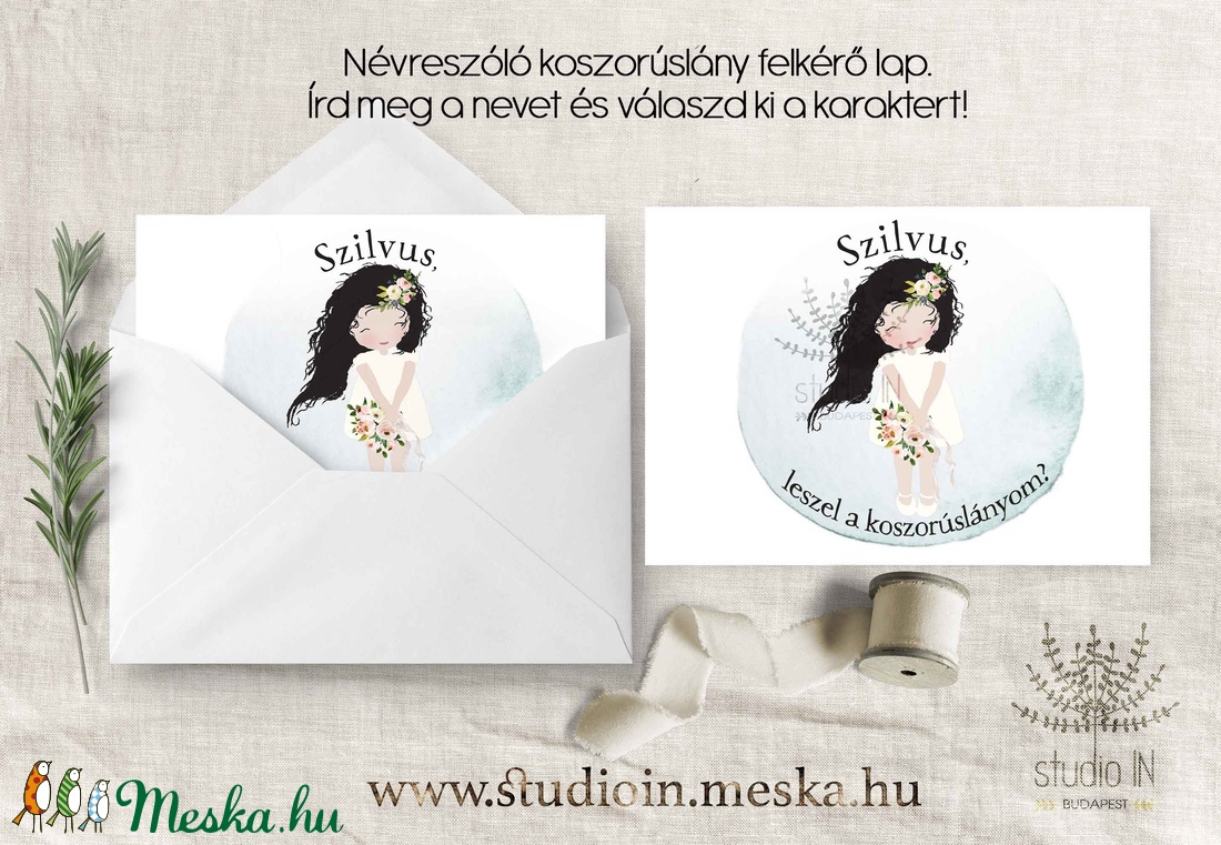 Koszorúslány felkérő lap - esküvő - meghívó & kártya - meghívó - Meska.hu