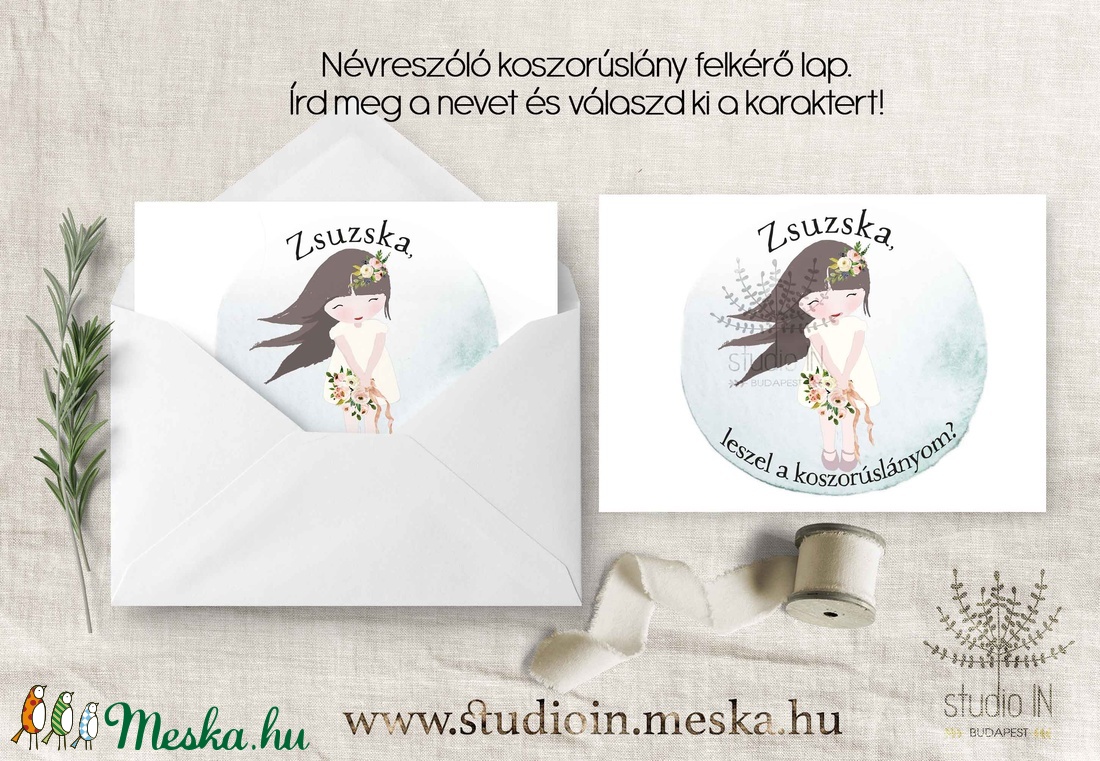 Koszorúslány felkérő lap - esküvő - meghívó & kártya - meghívó - Meska.hu