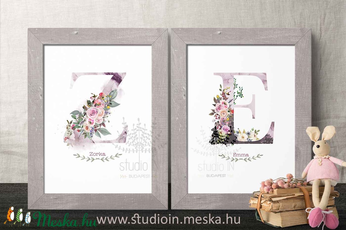 MONOGRAM FALIKÉP, Babaszoba falikép, gyerekszoba dekoráció, A4-es méret, -Z- betű - otthon & életmód - dekoráció - kép & falikép - Meska.hu