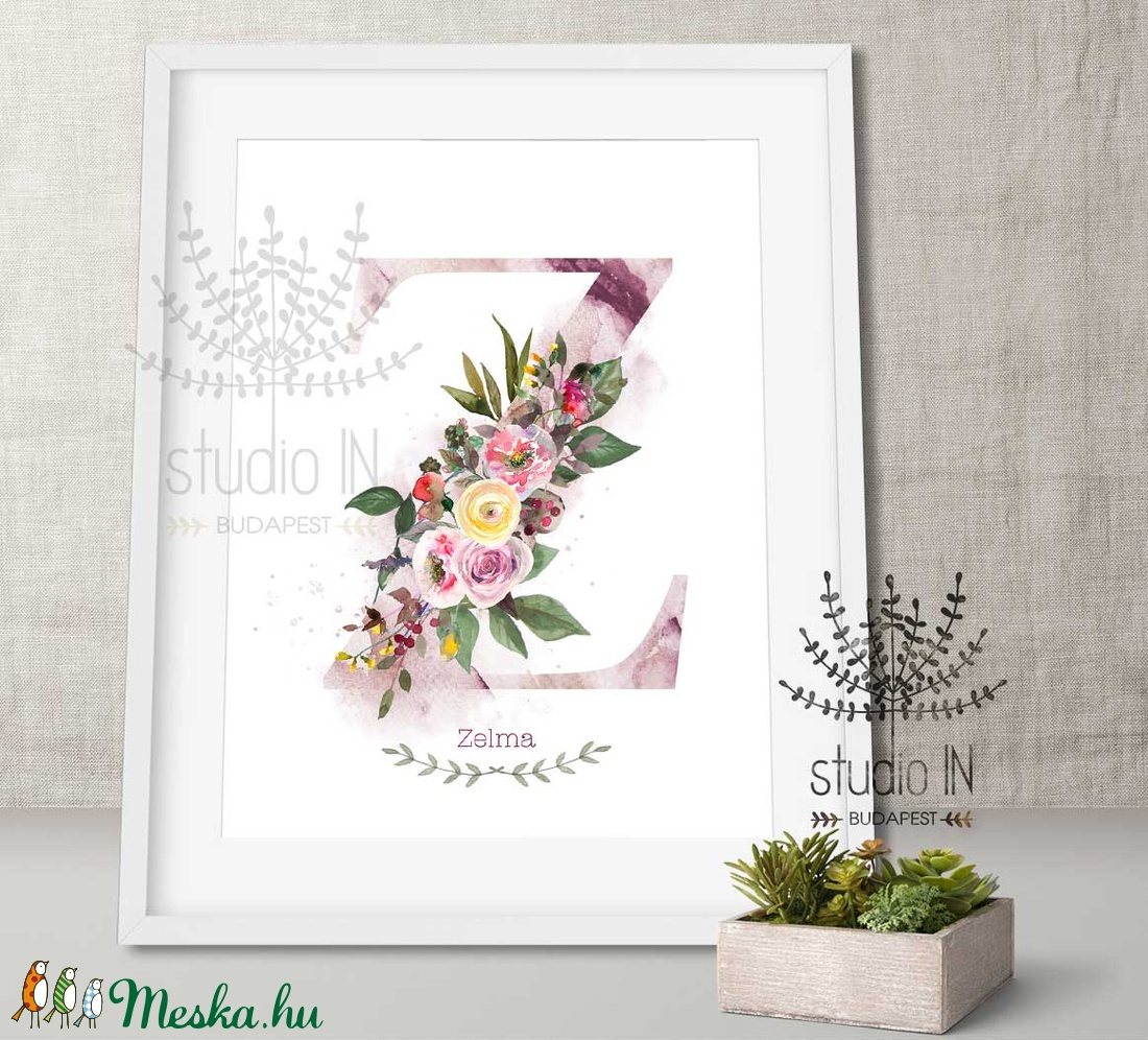 MONOGRAM FALIKÉP, Babaszoba falikép, gyerekszoba dekoráció, A4-es méret, -Z- betű - otthon & életmód - dekoráció - kép & falikép - Meska.hu