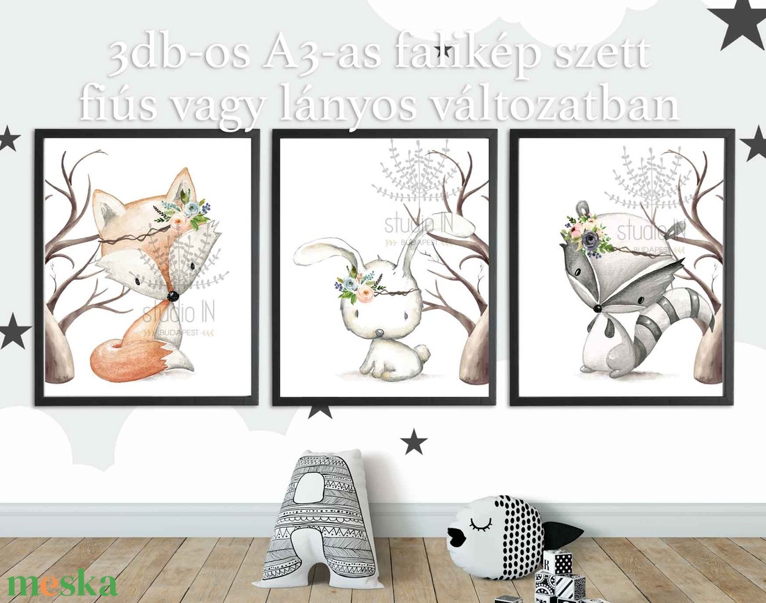 Erdei állatos falikép szett A3-as, 3db-os állatos dekoráció, Nyuszi, róka, Őz falikép szett - - Meska.hu Erdei állatos falikép szett A3-as, 3db-os állatos dekoráció, Nyuszi, róka, Őz falikép szett - - Meska.hu