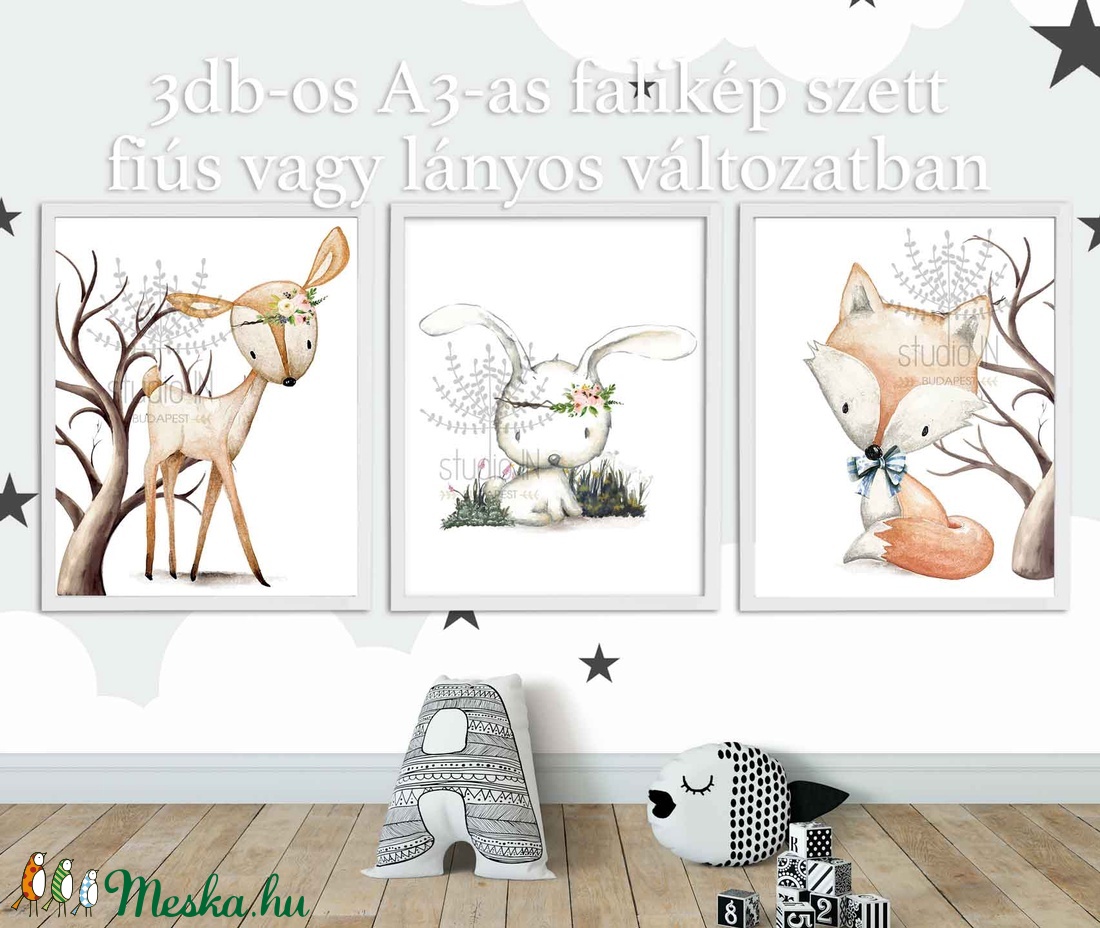 Erdei állatos falikép szett A3-as, 3db-os állatos dekoráció, Nyuszi, róka, Őz falikép szett - - Meska.hu Erdei állatos falikép szett A3-as, 3db-os állatos dekoráció, Nyuszi, róka, Őz falikép szett - - Meska.hu