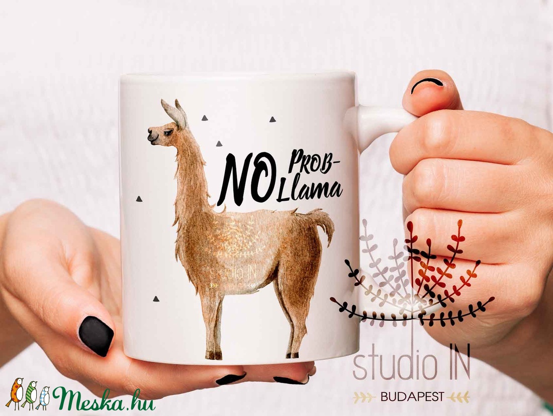 Llama Bögre, No Prob-llama feliratos bögre, ajándék lámás bögre -  - Meska.hu