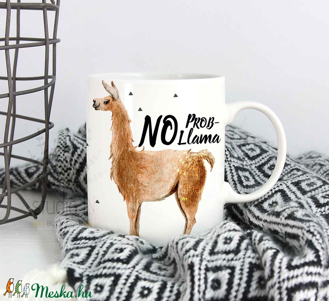 Llama Bögre, No Prob-llama feliratos bögre, ajándék lámás bögre -  - Meska.hu
