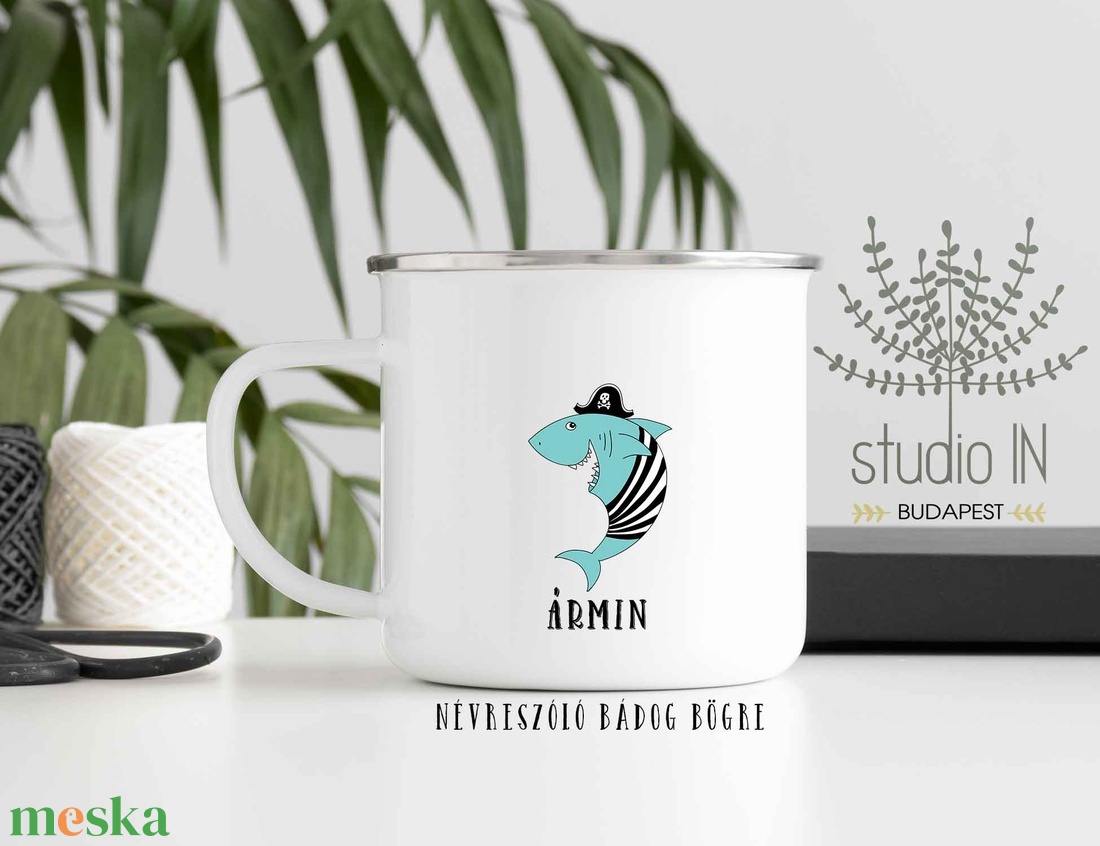 Kalózos névre szóló zománcozott bádog bögre gyerekeknek. - ékszer - gyűrű - fonódó gyűrű - Meska.hu