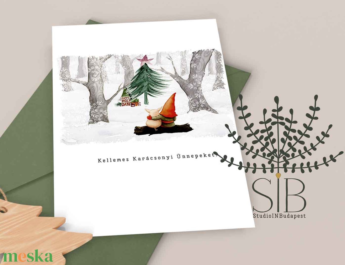 Téli manó karácsonyi képeslap, ünnepi üdvözlőkártya - karácsony - karácsonyi ajándékozás - karácsonyi képeslap, üdvözlőlap, ajándékkísérő - Meska.hu