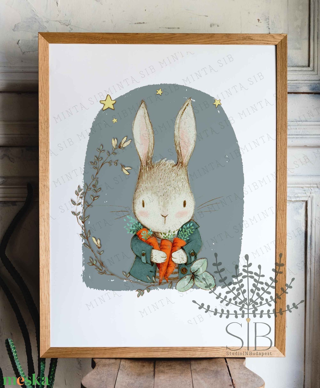 Nyuszi erdei állatos gyermekszoba falikép dekoráció, A4-es print - otthon & életmód - babaszoba, gyerekszoba - babaszoba, gyerekszoba - Meska.hu