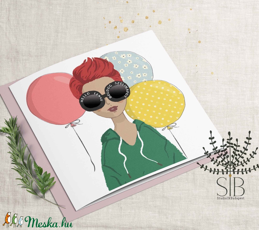 Születésnapi képeslap, szülinapi névreszóló képeslap, barátnő képeslap, csajos ajándék - otthon & életmód - papír, írószer - Meska.hu