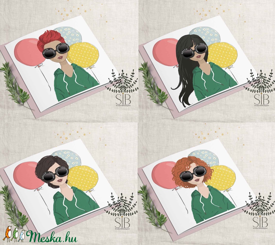 Születésnapi képeslap, szülinapi névreszóló képeslap, barátnő képeslap, csajos ajándék - otthon & életmód - papír, írószer - Meska.hu