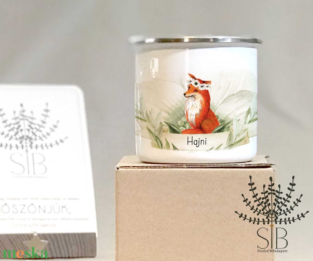 Névreszóló bádog bögre pároknak. róka mintás bögre, bádog bögre ajándék - otthon & életmód - konyhafelszerelés, tálalás - Meska.hu