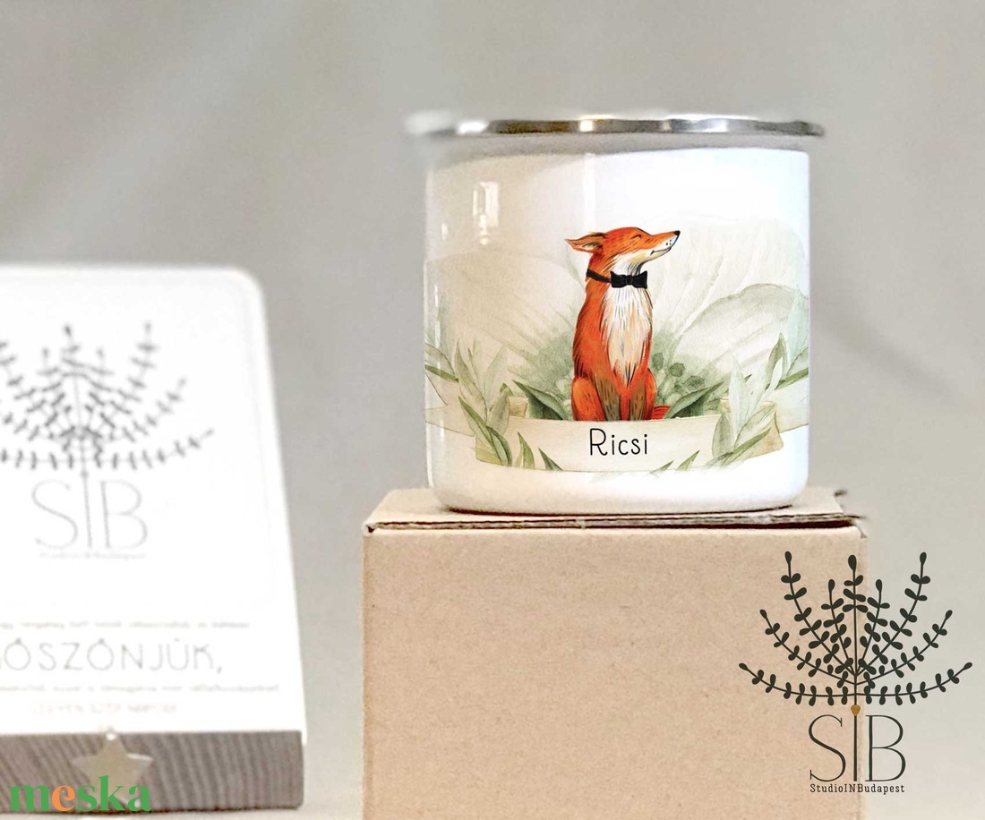 Névreszóló bádog bögre pároknak. róka mintás bögre, bádog bögre ajándék - otthon & életmód - konyhafelszerelés, tálalás - Meska.hu