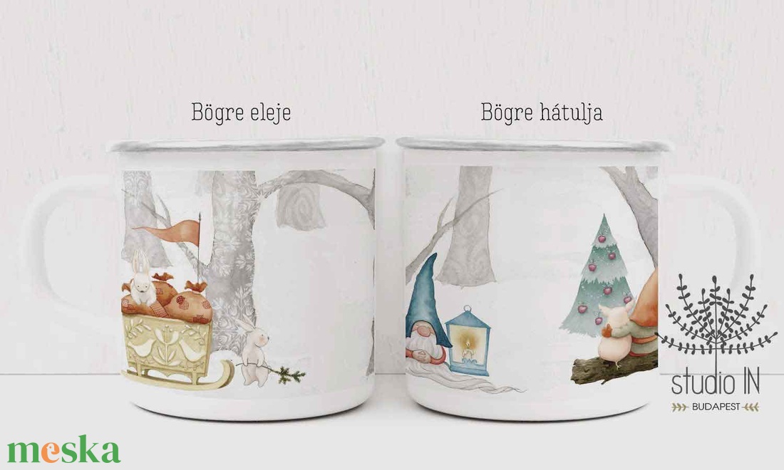 Bádog bögre, retro bögre, karácsonyi zománc bögre, ajándék bögre, karácsonyi bádog bögre - otthon & életmód - konyhafelszerelés, tálalás - tálalás - bögre & csésze - Meska.hu