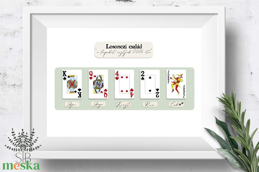 Családi falikép, kártyás kép, névre szóló poker kártya falikép, családi römi kép - otthon & életmód - dekoráció - kép & falikép - poszter - Meska.hu