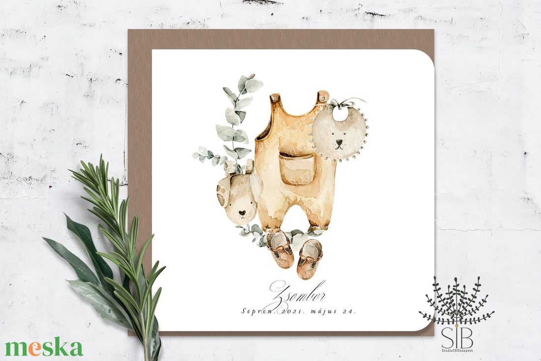 Bohém, babaruha mintás Babaköszöntő Megérkeztem lap kisfiúknak - otthon & életmód - papír, írószer - Meska.hu