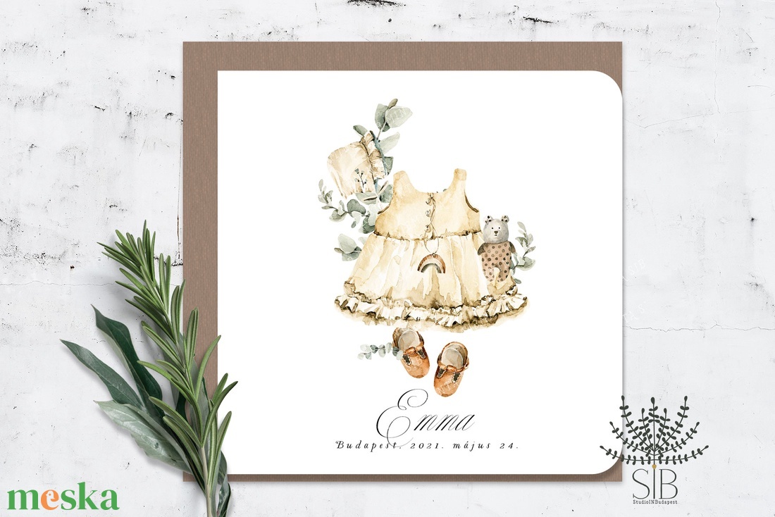 Babaköszöntő lap kislányoknak, Megérkeztem fotó kártya, Bababejelentő kártya, babafotós boho megérkeztem értesítő  - otthon & életmód - papír, írószer - Meska.hu