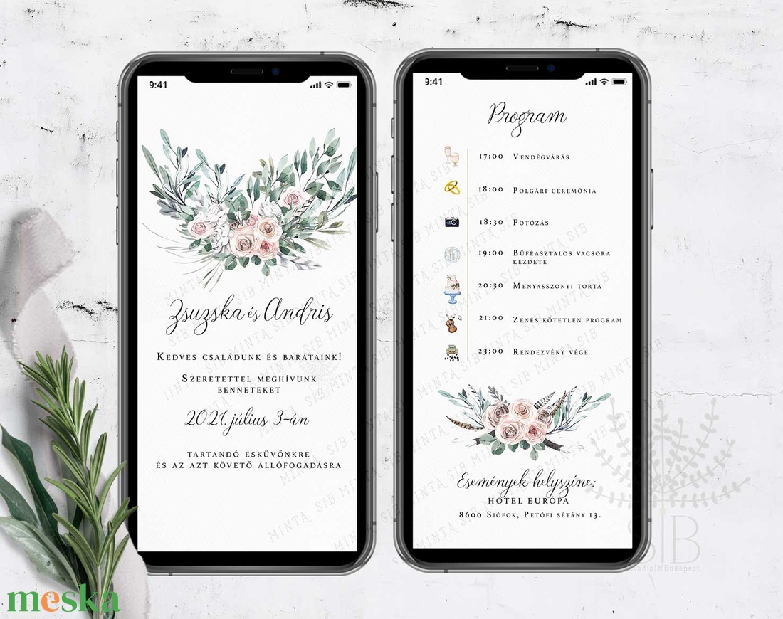 Digitális esküvői értesítő, letölthető meghívó, esküvői program, digitálisan küldhető meghívó, E-meghívó - esküvő - meghívó & kártya - meghívó - Meska.hu