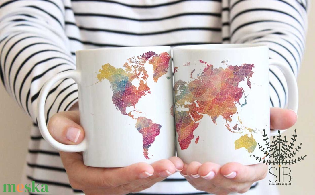 Geometria világatlasz grafikás kerámia bögre - otthon & életmód - konyhafelszerelés, tálalás - tálalás - bögre & csésze - Meska.hu