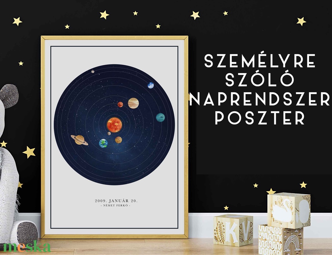 Névre szóló naprendszer poszter egyedi adatok alapján - otthon & életmód - dekoráció - kép & falikép - Meska.hu