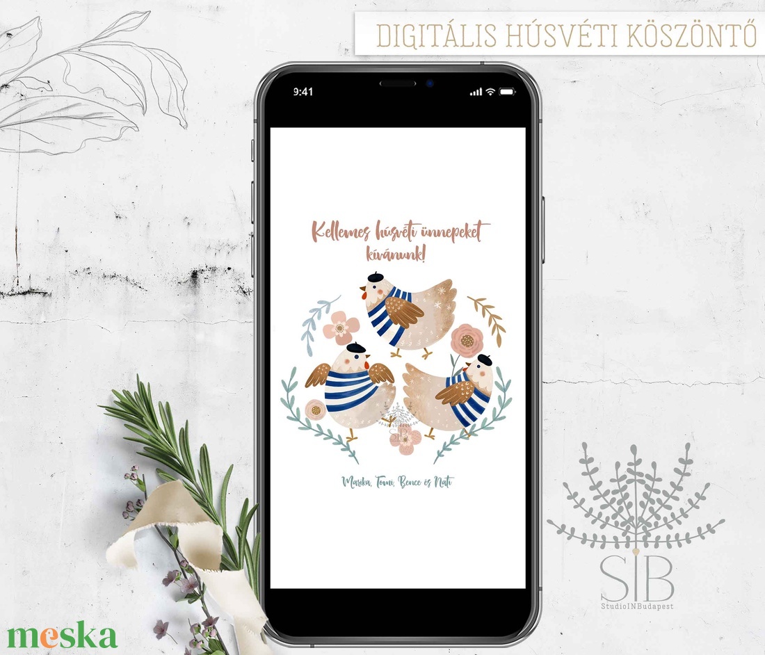 Húsvéti tavasz köszöntő digitális képeslap, letölthető húsvéti üdvözlő - otthon & életmód - papír, írószer - ajándékozás kellékei - képeslap, üdvözlőlap - Meska.hu