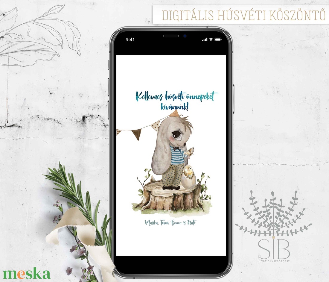 Húsvéti tavasz köszöntő digitális képeslap, letölthető húsvéti üdvözlő - otthon & életmód - papír, írószer - ajándékozás kellékei - képeslap, üdvözlőlap - Meska.hu