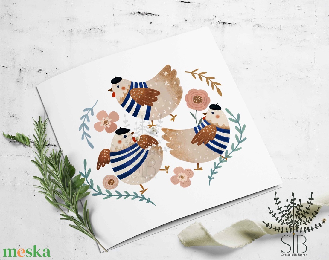 Húsvéti képeslap tavaszköszöntő menő csirkékkel. - otthon & életmód - papír, írószer - ajándékozás kellékei - képeslap, üdvözlőlap - Meska.hu