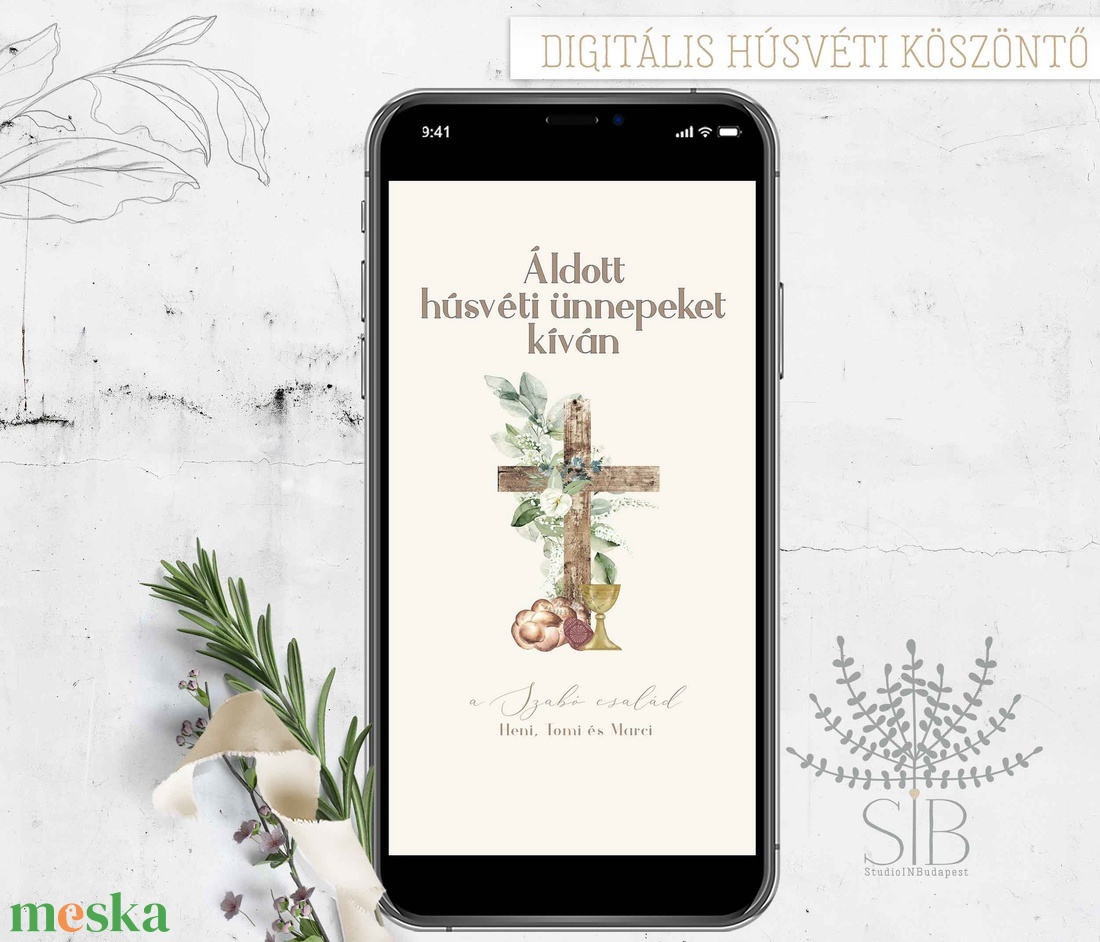 Húsvéti digitális képeslap - otthon & életmód - papír, írószer - ajándékozás kellékei - képeslap, üdvözlőlap - Meska.hu