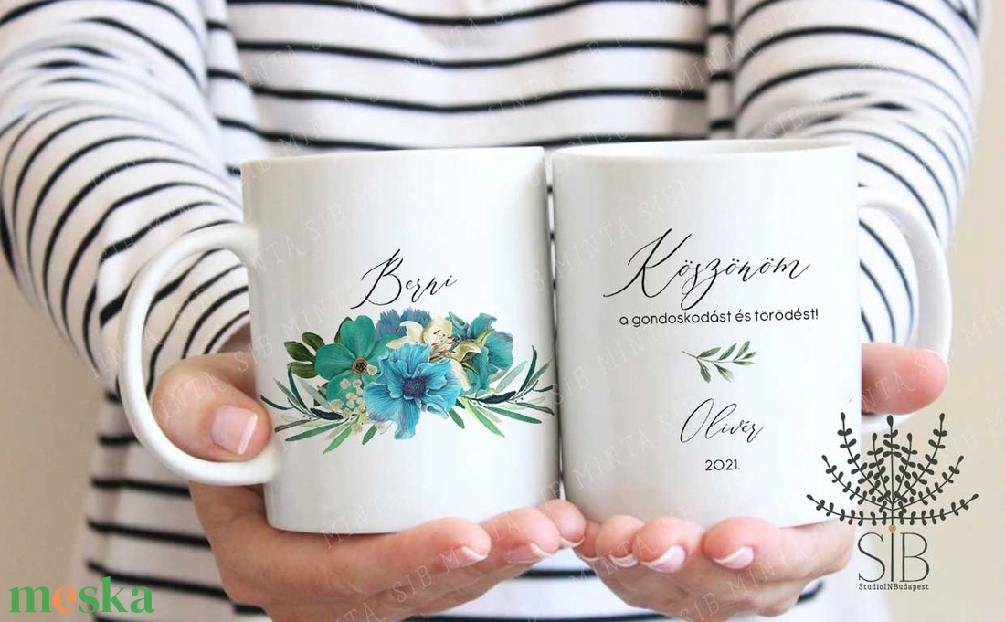 Ballagási bögre óvodai ballagásra, kék virágos névre szóló ovis ballagási ajándék - otthon & életmód - konyhafelszerelés, tálalás - tálalás - bögre & csésze - Meska.hu