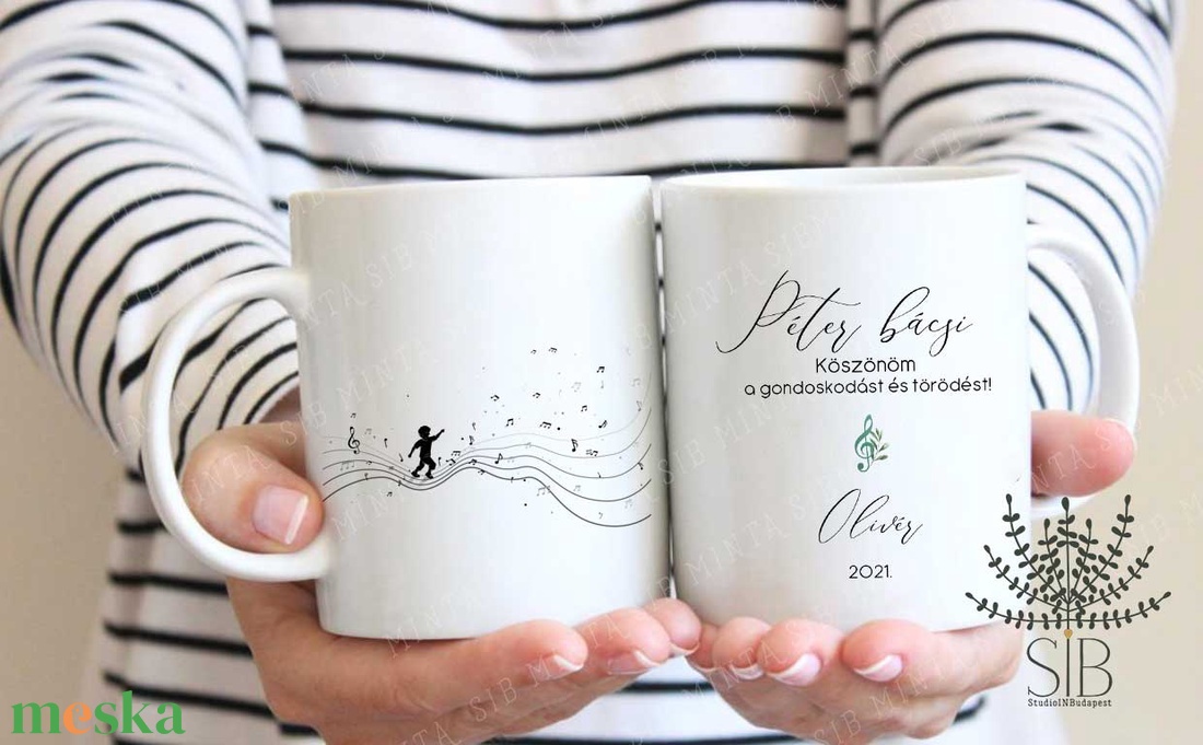 Ajándék bögre hangjegyekkel zene tanárnak - otthon & életmód - konyhafelszerelés, tálalás - tálalás - bögre & csésze - Meska.hu