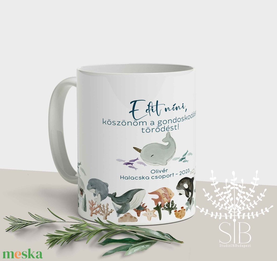 Halas óvodai ballagási ajándék bögre, névre szóló ajándék - otthon & életmód - konyhafelszerelés, tálalás - tálalás - bögre & csésze - Meska.hu