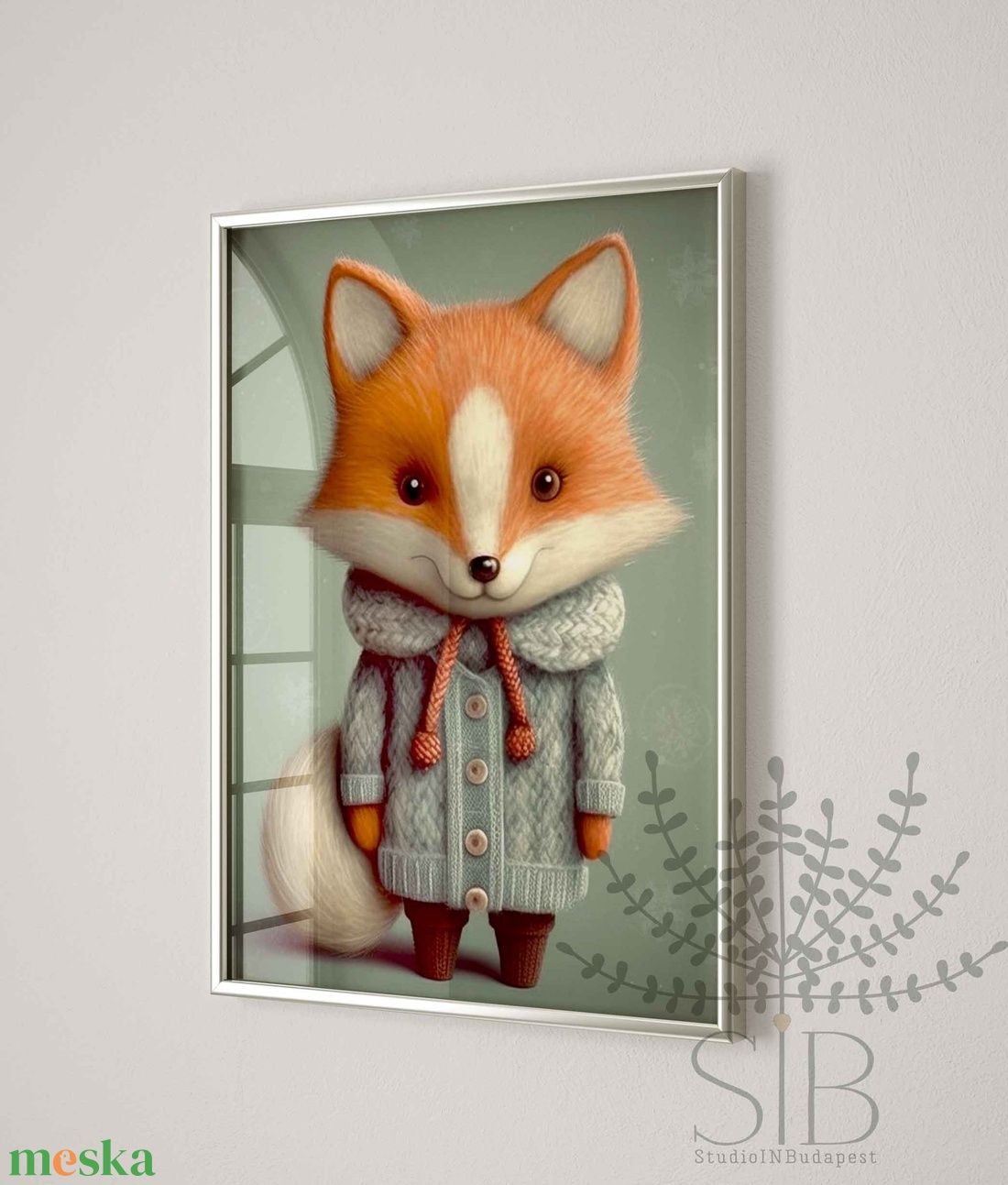 Róka pulcsiban, erdei állatos illusztráció gyermekszobai poszter kép - otthon & életmód - babaszoba, gyerekszoba - babaszoba, gyerekszoba - Meska.hu