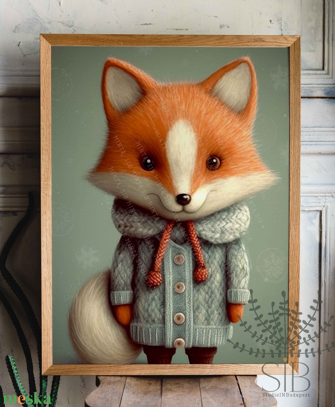 Róka pulcsiban, erdei állatos illusztráció gyermekszobai poszter kép - otthon & életmód - babaszoba, gyerekszoba - babaszoba, gyerekszoba - Meska.hu