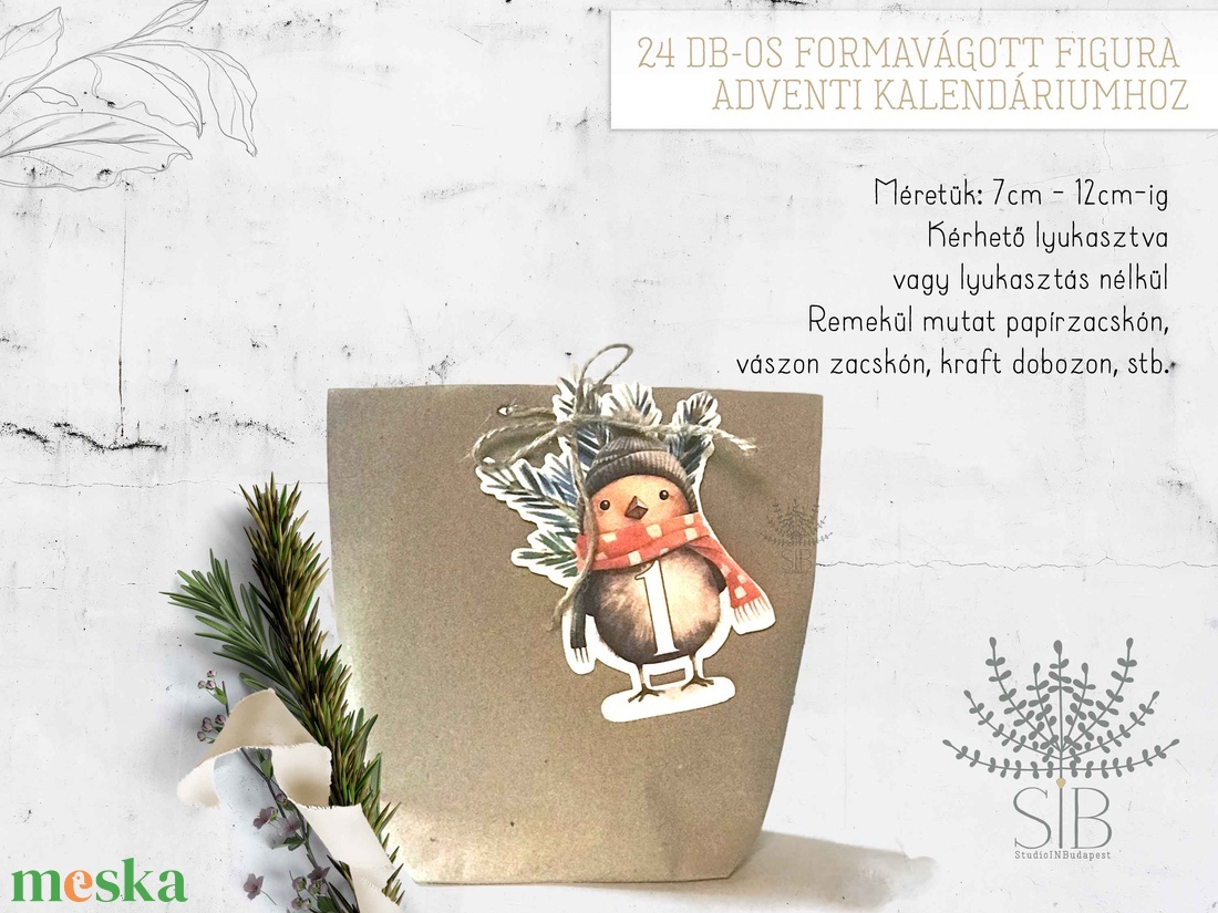 Adventi kalendárium figurák, 24 db formavágott figura - karácsony - adventi díszek - adventi naptár - Meska.hu