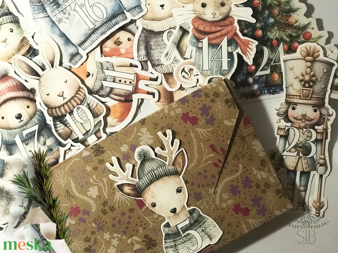 Adventi kalendárium figurák, 24 db formavágott figura - karácsony - adventi díszek - adventi naptár - Meska.hu