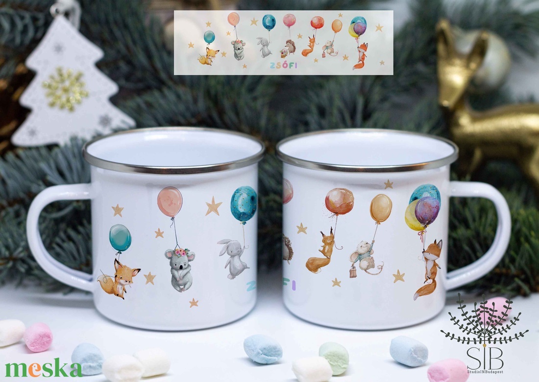 Lufis állat mintás, névre szóló zománcozott fém bögre - otthon & életmód - konyhafelszerelés, tálalás - tálalás - bögre & csésze - Meska.hu