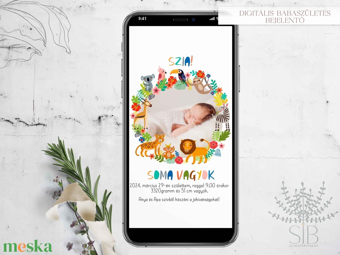 Digitális, telefonon küldhető, állatos, babafotós megérkeztem, születési értesítő - művészet - grafika & illusztráció - digitális - Meska.hu Digitális, telefonon küldhető, állatos, babafotós megérkeztem, születési értesítő - művészet - grafika & illusztráció - digitális - Meska.hu