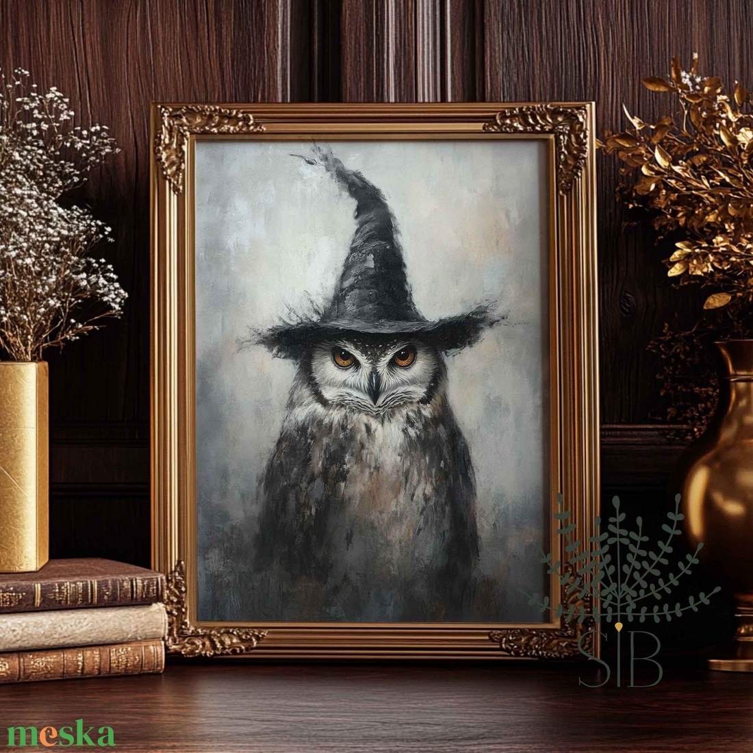Halloween bagoly vintage stílusú Letölthető, nyomtatható falikép dekoráció - otthon & életmód - dekoráció - halloween - halloweeni dekoráció - Meska.hu
