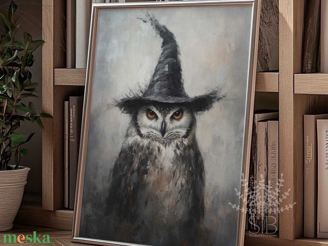 Halloween bagoly vintage stílusú Letölthető, nyomtatható falikép dekoráció - otthon & életmód - dekoráció - halloween - halloweeni dekoráció - Meska.hu