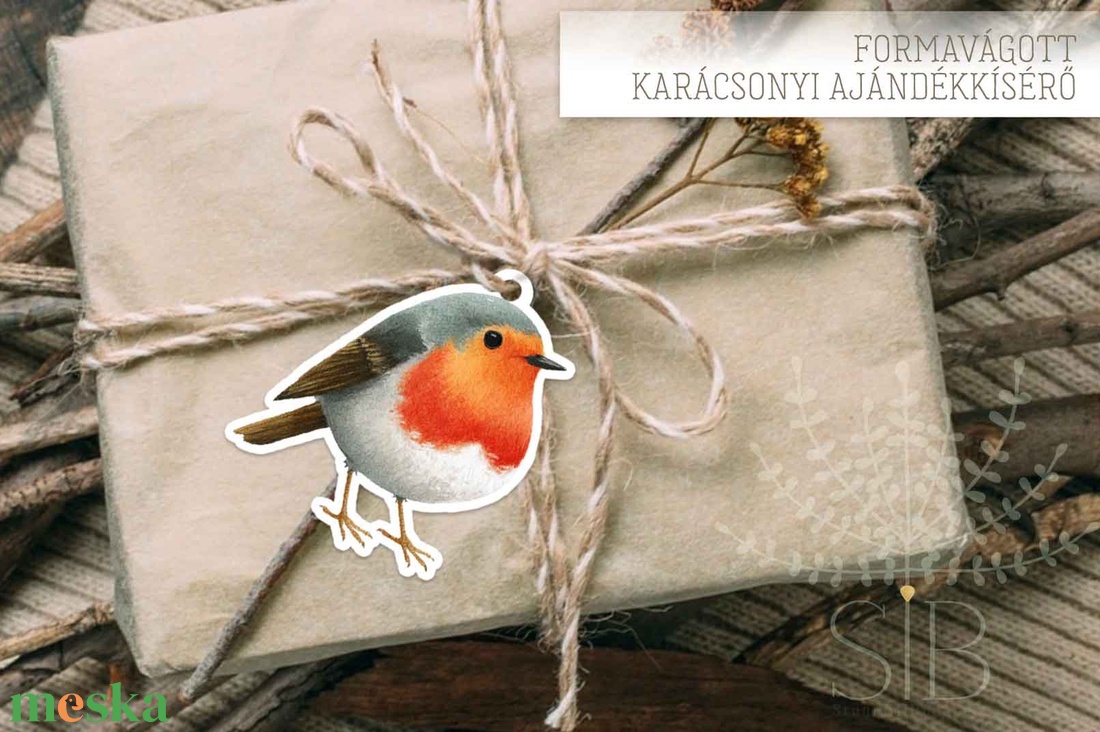 karácsonyi ajándékkísérő, ajándékátadó címke, madár - karácsony - karácsonyi ajándékozás - karácsonyi ajándékcsomagolás - Meska.hu
