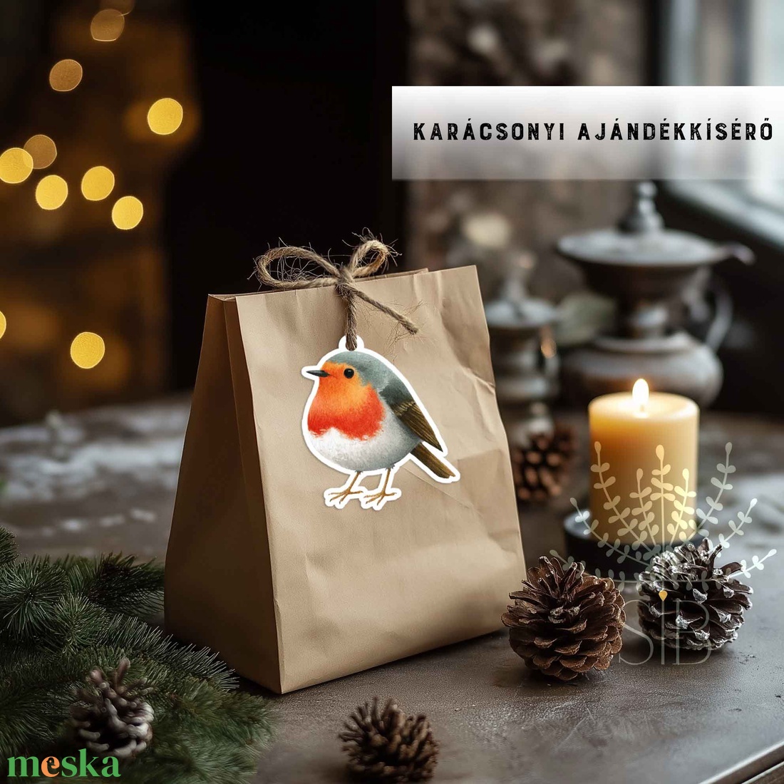 karácsonyi ajándékkísérő, ajándékátadó címke, madár - karácsony - karácsonyi ajándékozás - karácsonyi ajándékcsomagolás - Meska.hu