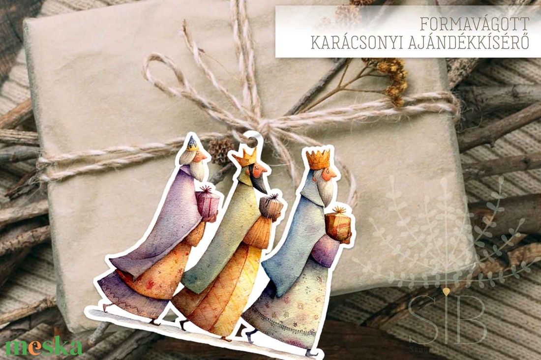karácsonyi ajándékkísérő, ajándékátadó címke, Betlehem királyok - karácsony - karácsonyi ajándékozás - karácsonyi képeslap, üdvözlőlap, ajándékkísérő - Meska.hu