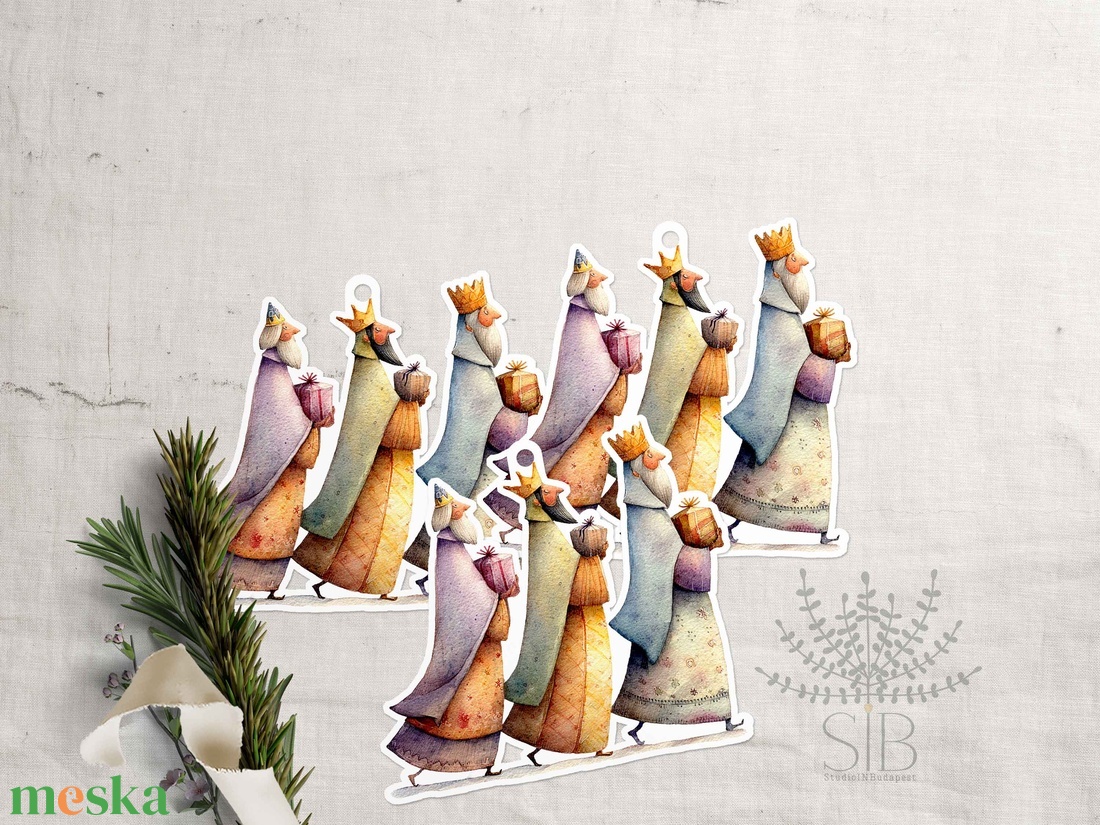 karácsonyi ajándékkísérő, ajándékátadó címke, Betlehem királyok - karácsony - karácsonyi ajándékozás - karácsonyi képeslap, üdvözlőlap, ajándékkísérő - Meska.hu