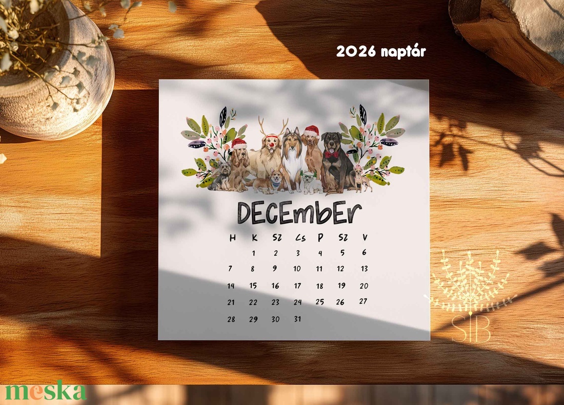 2026 kutyás naptár, asztali naptár, fali naptár - otthon & életmód - papír, írószer - naptár & tervező - Meska.hu