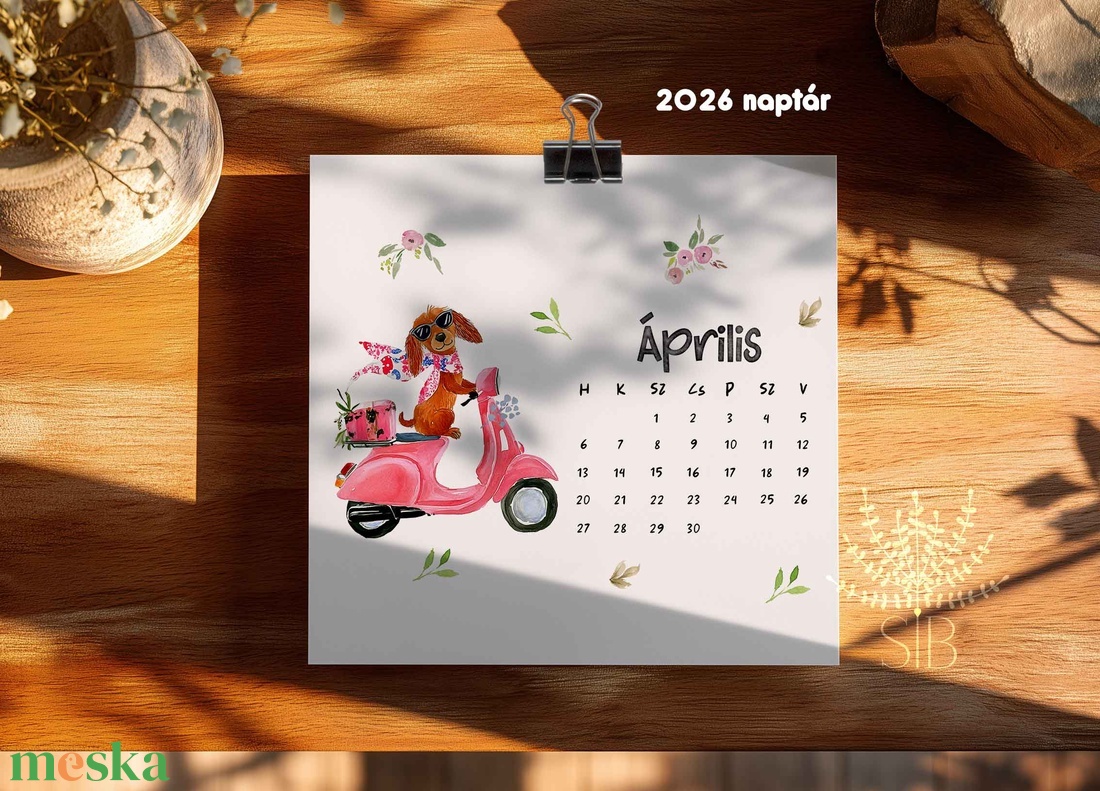 2026 kutyás naptár, asztali naptár, fali naptár - otthon & életmód - papír, írószer - naptár & tervező - Meska.hu