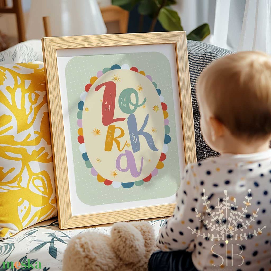 Névre szóló, személyre szabott színes, vidám gyermekszobai falikép - baba - mama - babaszoba-dekoráció - babaszoba kép - Meska.hu
