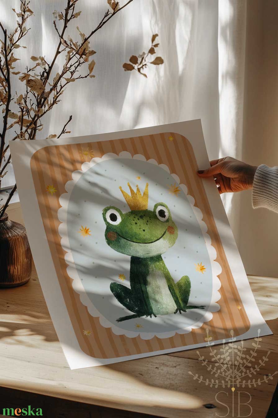 Béka, modern boho stílusú falikép gyerekszobába - baba - mama - babaszoba-dekoráció - babaszoba kép - Meska.hu