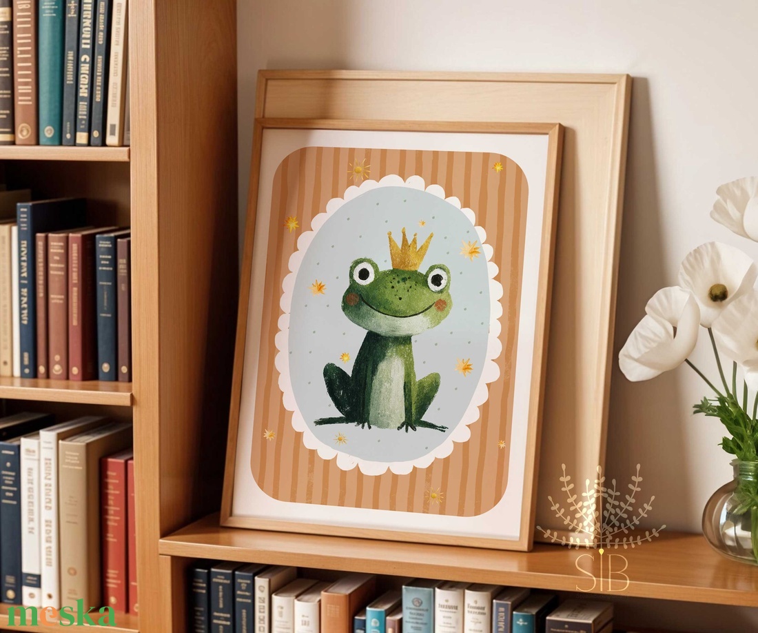 Béka, modern boho stílusú falikép gyerekszobába - baba - mama - babaszoba-dekoráció - babaszoba kép - Meska.hu