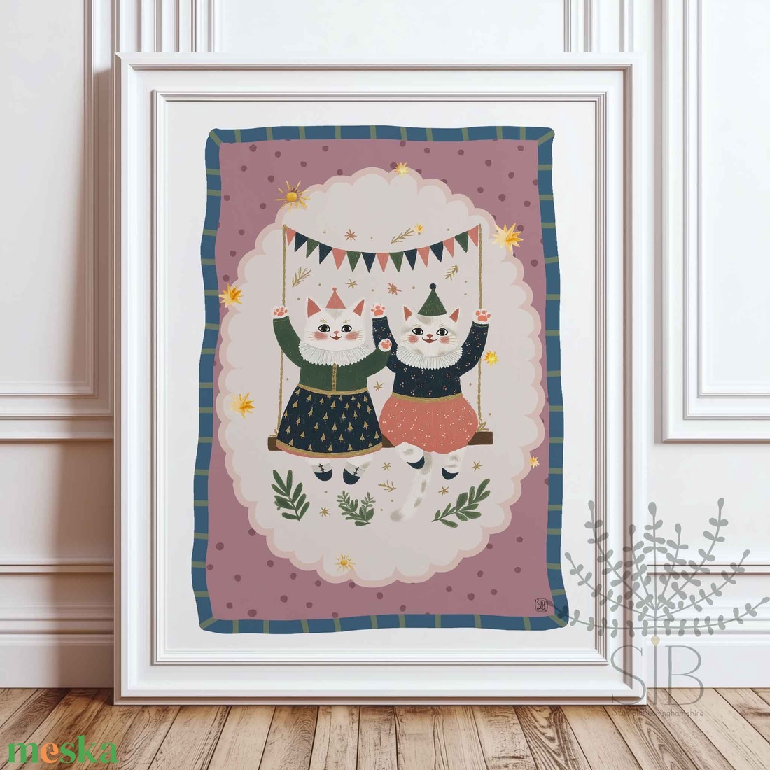 Modern, színes boho stílusú falikép cirkuszi macskákkal gyerekszobába - baba - mama - babaszoba-dekoráció - babaszoba kép - Meska.hu