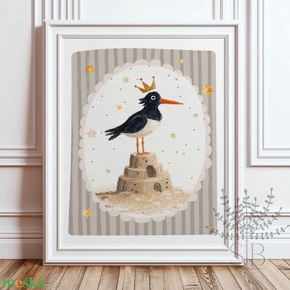 Szarka, Modern madaras boho stílusú gyerekszobai falikép - baba - mama - babaszoba-dekoráció - babaszoba kép - Meska.hu